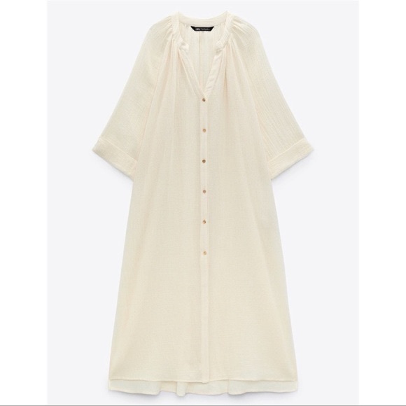 Zara Cream Textured Dress    NWOT - Picture 3 of 9